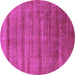 Round Machine Washable Solid Purple Modern Area Rugs, wshurb1480pur