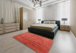 Mid-Century Modern Red Solid Rug in a Bedroom, urb1480