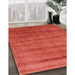 Mid-Century Modern Red Solid Rug in Family Room, urb1480