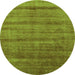 Round Machine Washable Solid Green Modern Area Rugs, wshurb1480grn