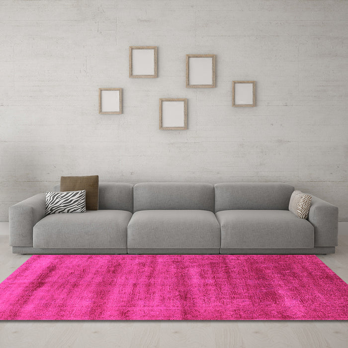 Machine Washable Solid Pink Modern Rug in a Living Room, wshurb1480pnk