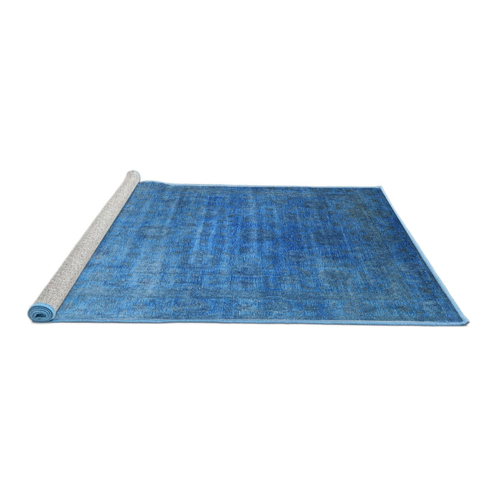 Sideview of Machine Washable Industrial Modern Blue Rug, wshurb1481