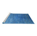 Sideview of Machine Washable Industrial Modern Blue Rug, wshurb1481