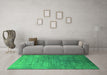 Machine Washable Persian Green Bohemian Area Rugs in a Living Room,, wshurb1481grn