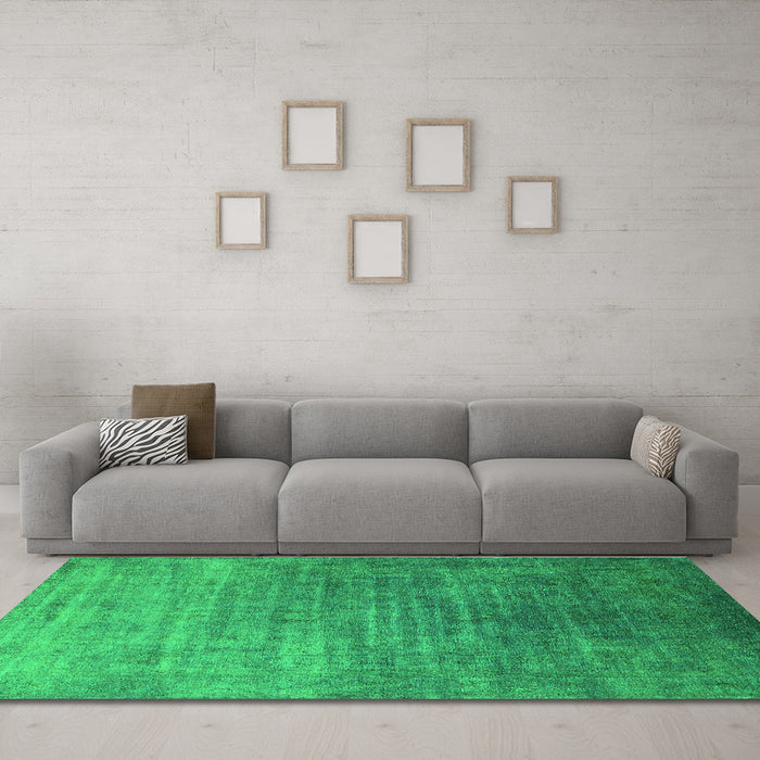 Machine Washable Persian Green Bohemian Area Rugs in a Living Room,, wshurb1481grn