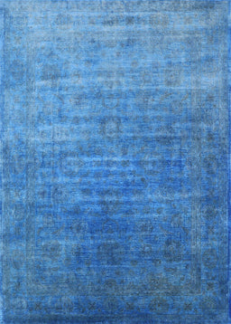 Machine Washable Industrial Modern Blue Rug, wshurb1481