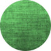 Round Machine Washable Persian Emerald Green Bohemian Area Rugs, wshurb1481emgrn