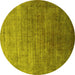 Round Persian Yellow Bohemian Rug, urb1481yw