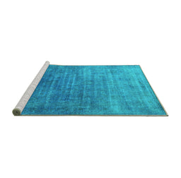 Sideview of Machine Washable Persian Turquoise Bohemian Area Rugs, wshurb1481turq