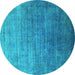 Round Persian Turquoise Bohemian Rug, urb1481turq