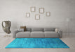 Machine Washable Persian Turquoise Bohemian Area Rugs in a Living Room,, wshurb1481turq