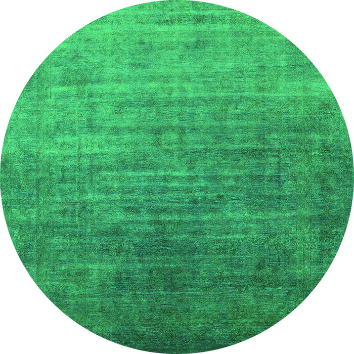 Round Machine Washable Persian Green Bohemian Area Rugs, wshurb1481grn