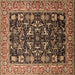 Square Oriental Brown Industrial Rug, urb1482brn