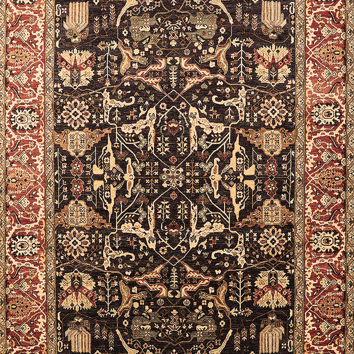 Machine Washable Oriental Brown Industrial Rug, wshurb1482brn