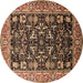 Round Oriental Brown Industrial Rug, urb1482brn