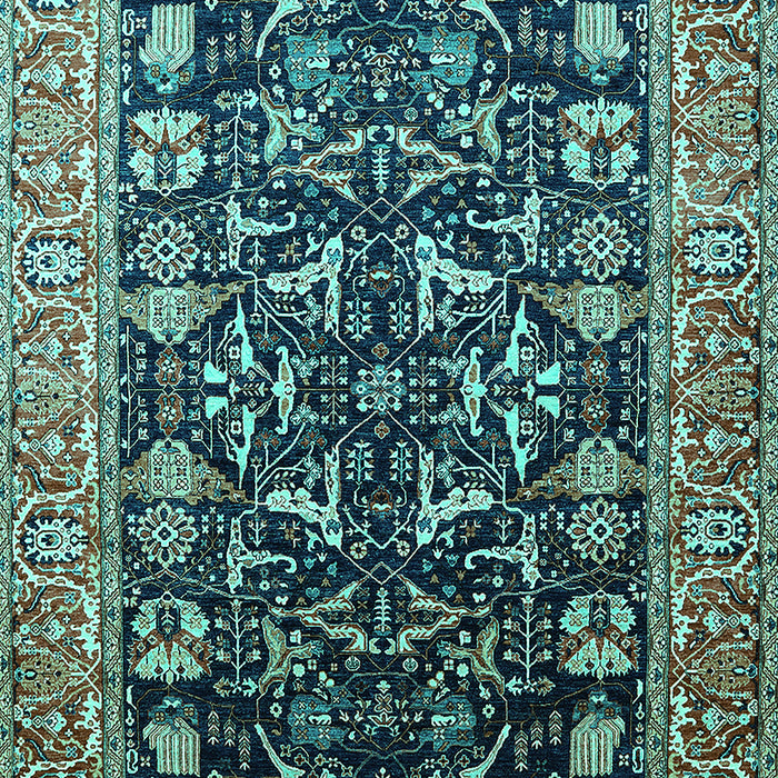 Machine Washable Oriental Turquoise Industrial Area Rugs, wshurb1482turq