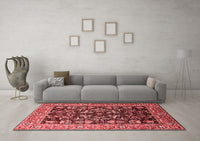 Machine Washable Oriental Red Industrial Rug, wshurb1482red