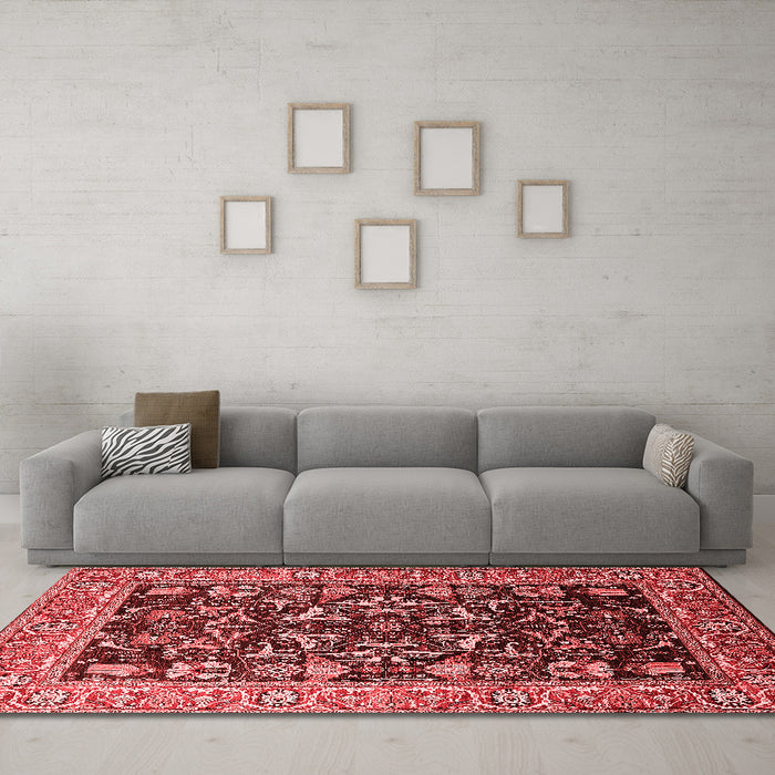 Industrial Red Washable Rugs