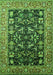 Machine Washable Oriental Green Industrial Area Rugs, wshurb1482grn