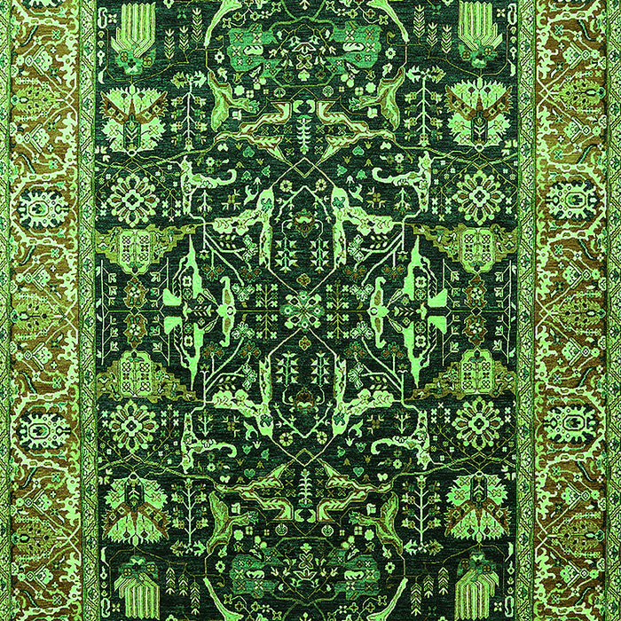 Machine Washable Oriental Green Industrial Area Rugs, wshurb1482grn