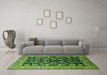 Machine Washable Oriental Green Industrial Area Rugs in a Living Room,, wshurb1482grn