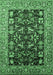 Machine Washable Oriental Emerald Green Industrial Area Rugs, wshurb1482emgrn