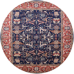 Round Mid-Century Modern Purple Lily Purple Oriental Rug, urb1482