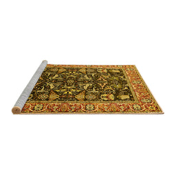 Sideview of Machine Washable Oriental Yellow Industrial Rug, wshurb1482yw