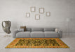 Machine Washable Oriental Yellow Industrial Rug in a Living Room, wshurb1482yw