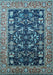 Machine Washable Oriental Light Blue Industrial Rug, wshurb1482lblu