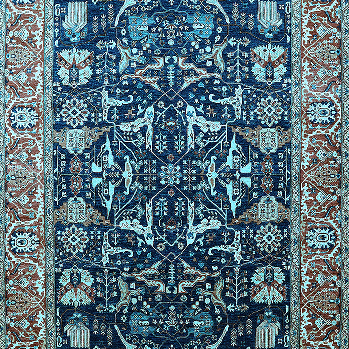 Machine Washable Oriental Light Blue Industrial Rug, wshurb1482lblu