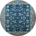 Round Oriental Light Blue Industrial Rug, urb1482lblu