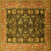 Square Machine Washable Oriental Yellow Industrial Rug, wshurb1482yw