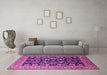 Machine Washable Oriental Pink Industrial Rug in a Living Room, wshurb1482pnk