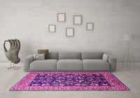 Machine Washable Oriental Pink Industrial Rug, wshurb1482pnk