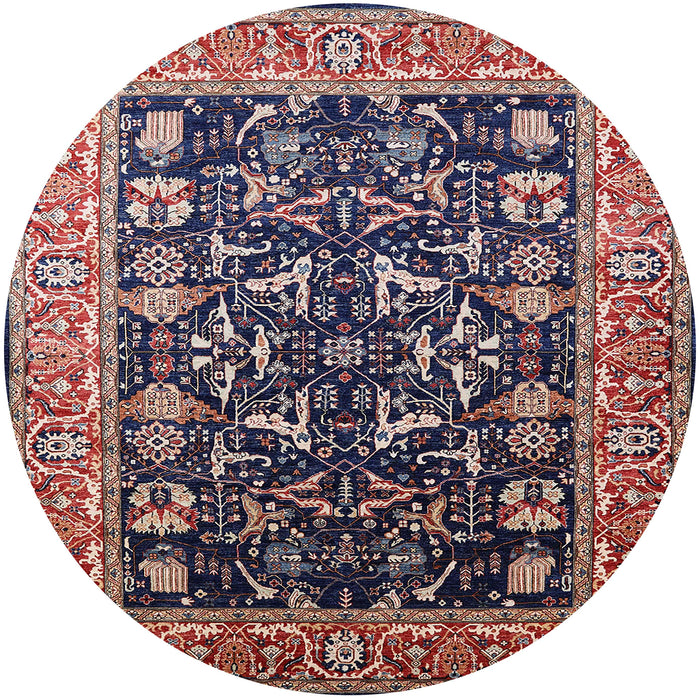 Round Machine Washable Industrial Modern Purple Lily Purple Rug, wshurb1482