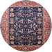 Round Machine Washable Industrial Modern Purple Lily Purple Rug, wshurb1482