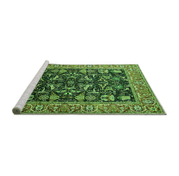 Sideview of Machine Washable Oriental Green Industrial Area Rugs, wshurb1482grn