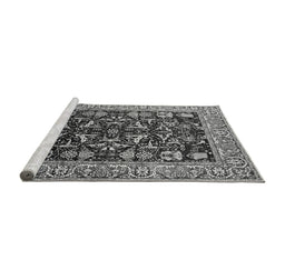 Sideview of Machine Washable Oriental Gray Industrial Rug, wshurb1482gry