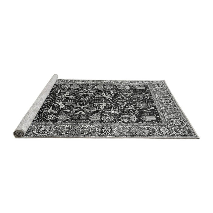 Sideview of Machine Washable Oriental Gray Industrial Rug, wshurb1482gry