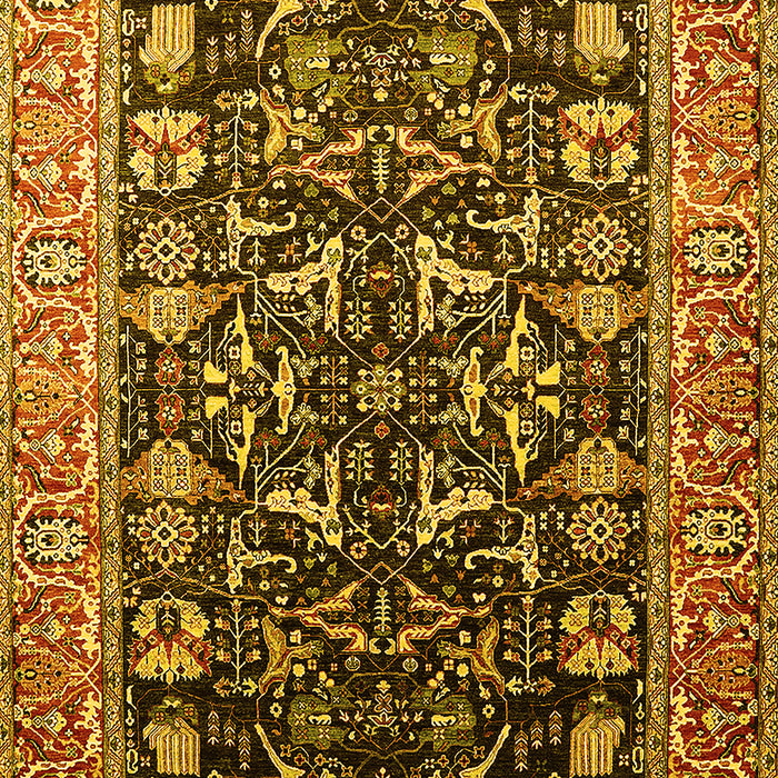Machine Washable Oriental Yellow Industrial Rug, wshurb1482yw