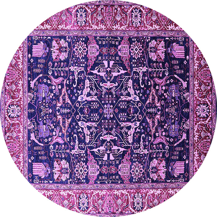 Round Machine Washable Oriental Purple Industrial Area Rugs, wshurb1482pur