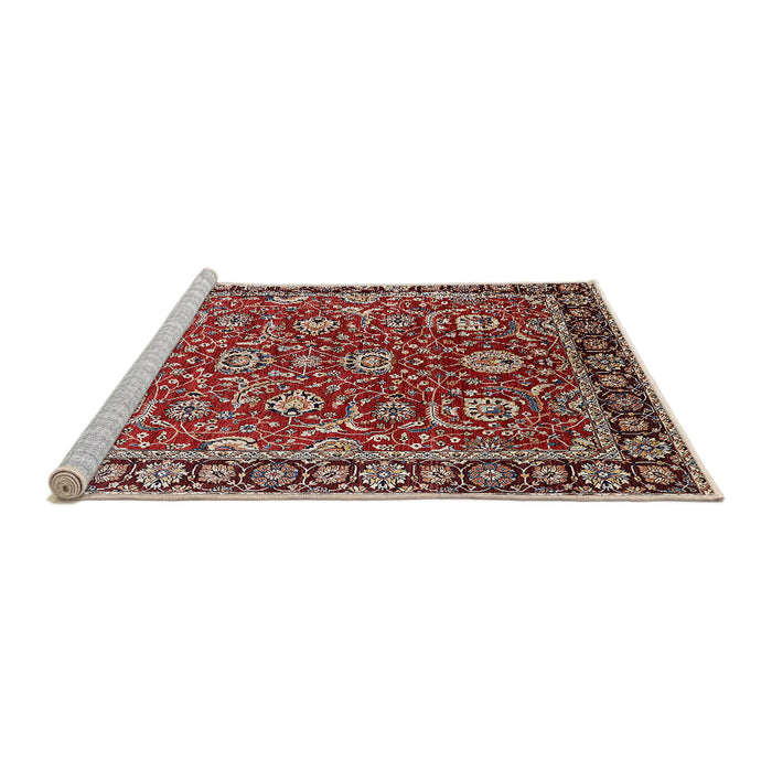 Sideview of Machine Washable Industrial Modern Tomato Red Rug, wshurb1483