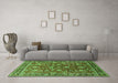 Machine Washable Oriental Green Traditional Area Rugs in a Living Room,, wshurb1483grn