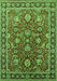 Machine Washable Oriental Green Traditional Area Rugs, wshurb1483grn