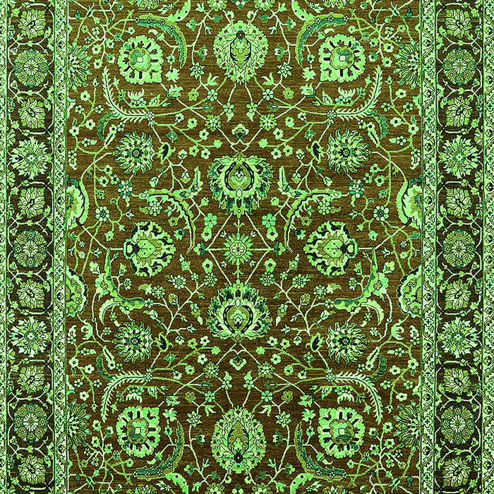 Machine Washable Oriental Green Traditional Area Rugs, wshurb1483grn