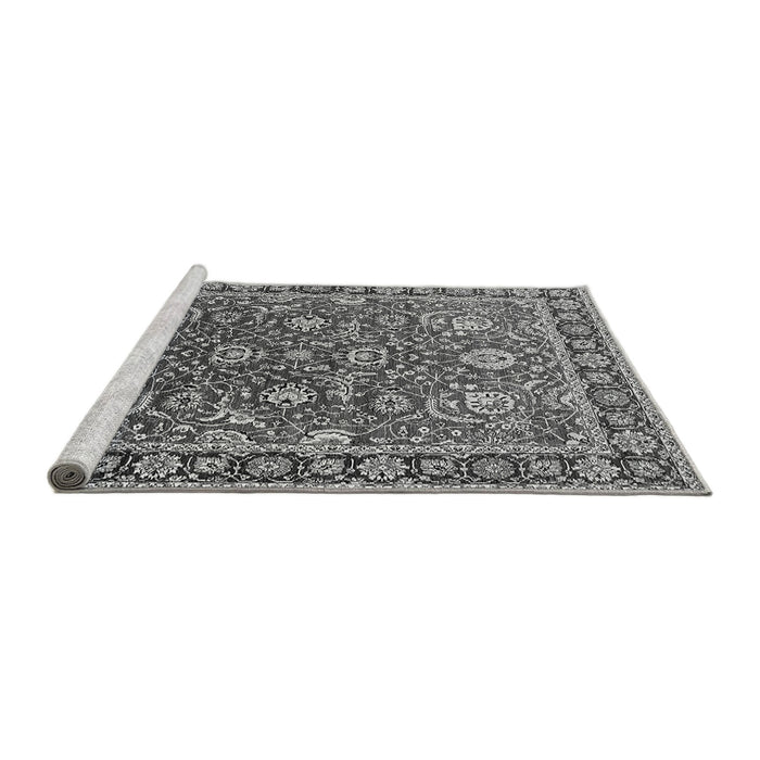 Sideview of Machine Washable Oriental Gray Traditional Rug, wshurb1483gry