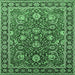 Square Machine Washable Oriental Emerald Green Traditional Area Rugs, wshurb1483emgrn