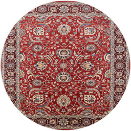 Round Machine Washable Industrial Modern Tomato Red Rug, wshurb1483