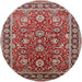 Round Machine Washable Industrial Modern Tomato Red Rug, wshurb1483